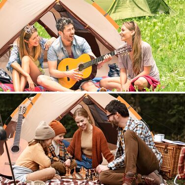 Намет для кемпінгу, розкладний намет для 3 осіб, сімейний купольний намет, водонепроникний та вітрозахисний з 2 сітчастими дверима, 2 сітчастими вікнами, подвійний шар 2 в 1, сумка для перенесення для кемпінгу, піших прогулянок та походів