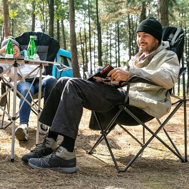 Розкішне розкладне кемпінгове крісло EVER ADVANCED, вантажопідйомність 160 кг, надзвичайно велике з високою спинкою, зручне м&39яке розкладне крісло для кемпінгу, саду, балкону, пляжу, кемпінгового крісла, крісла, садового крісла, рибальського крісла, чор