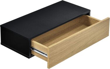 Набір з 2 настінних полиць з шухлядою Чорний/дерево Підвісна полиця Настінна полиця Шафа Стіл Тумба приліжкова Комод Настінна поли