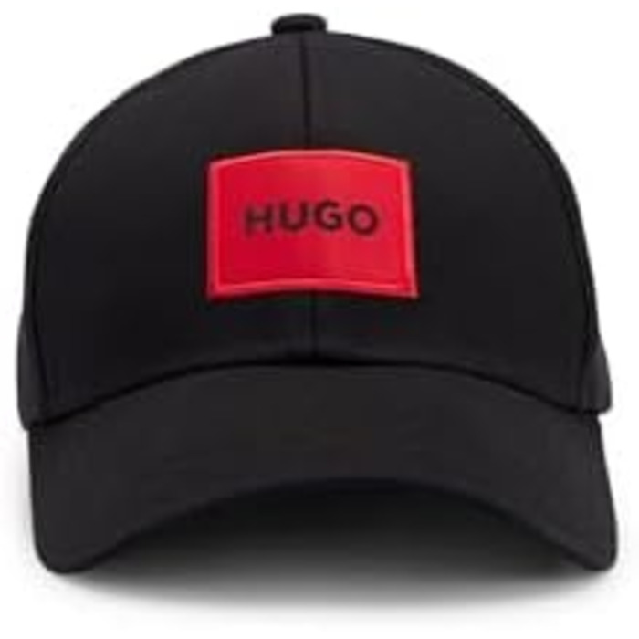 Чоловіча кепка HUGO Men-X 581-RL з бавовняної саржі з червоним логотипом Один розмір Чорний1