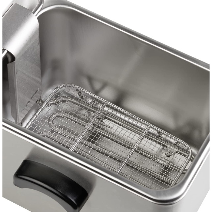 Професійна електрична фритюрниця METRO GDF3004, фритюрниця з нержавіючої сталі, 4 літри, 2500 Вт, швидке нагрівання, з кришкою, захисний термостат, холодна зона, нековзні ніжки