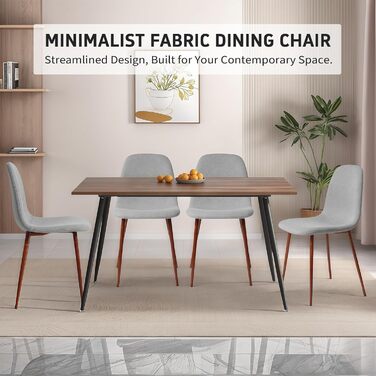 Набір із 4 обідніх стільців CangLong у ретро-стилі з м&39якою оббивкою для кухні та їдальні, сучасний тканинний обідній стілець з металевими ніжками, сірий