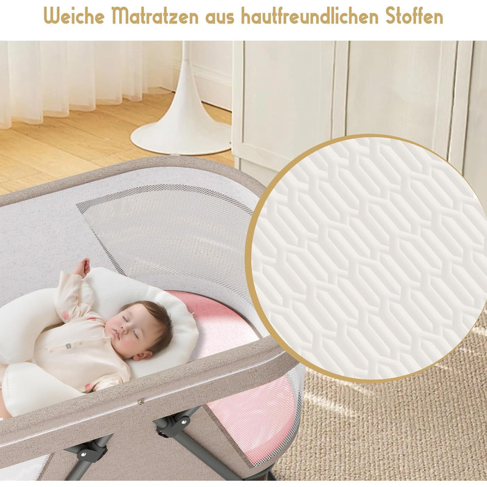 Дитяче ліжечко XJD Baby, складне дитяче ліжечко 2 в 1, колиска з кошиком для зберігання, дорожнє ліжечко з м&39яким матрацом, сумка для перенесення, москітна сітка, дитяча колиска для дітей від 0 до 6 місяців, від народження до 10 кг, хакі-хакі-1