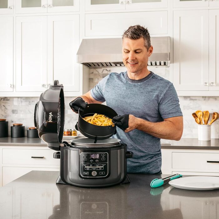 Мультиварка Ninja Foodi, 6 л, мультиварка 7-в-1, скороварка під тиском, фритюрниця, аерофритюрниця, повільна плита, гриль тощо, матова сталь і чорний, OP300EU