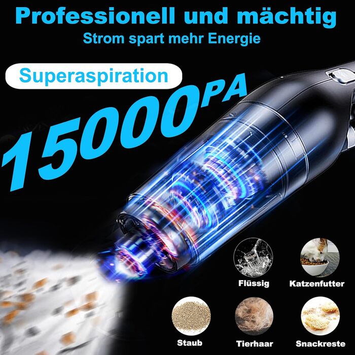 Акумуляторний ручний пилосос акумуляторний, безмішковий 15000Pa ручний пилосос акумуляторний безмішковий Переможець тесту вологого