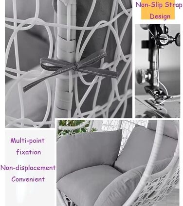 Крісло-яйце AALLYN з ротанга з м&39якою подушкою, для вулиці/приміщення з регульованою висотою, для заднього двору, саду, балкону, газону, вітальні (Колір сірий)