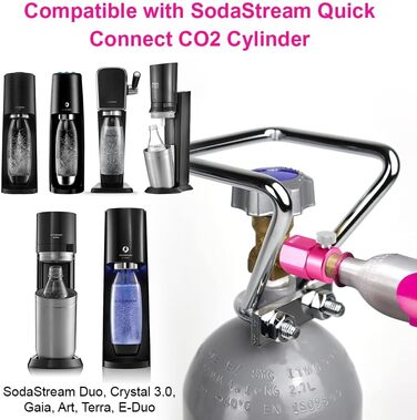 Адаптер для заправки CO2 ASOFTY, сумісний з SodaStream Duo, Crystal 3.0, Gaia, Art, Terra, циліндр E-Duo Quick Connect CO2, компактний адаптер передачі циліндра CO2 для роз'єму W21.8-14 Балон CO2