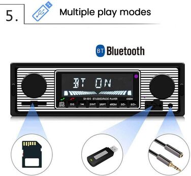 Автомобільний MP3-плеєр, Автомобільне радіо MP3-плеєр FM-радіо Bluetooth Гучний зв'язок Автомобільна стереосистема Цифровий медіаплеєр Автомобільні аксесуари USB 2.0 Музичний плеєр (чорний - приблизно 188x57x65 мм)