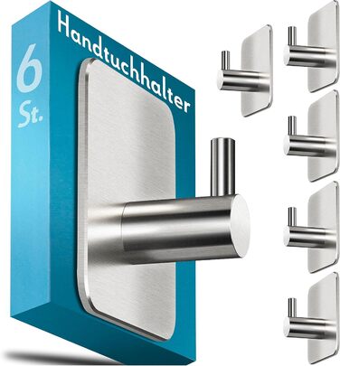 Рушникосушка Menz без свердління, 6 шт. - гачки для рушників для ванної з нержавіючої сталі, водонепроникні клейкі гачки, стильні