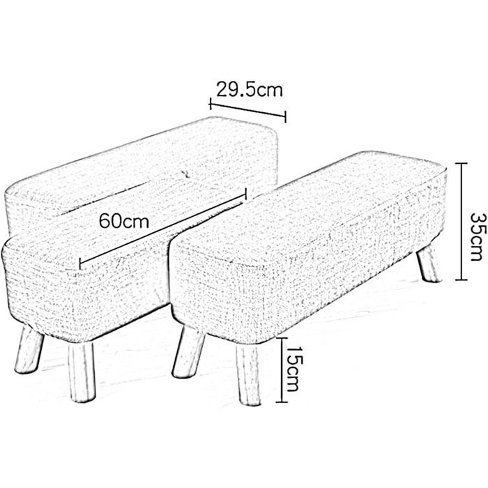 Османська лавка з масиву дерева, тканинний диван-табурет, зручний і дихаючий, табурет для зміни взуття, мяка підніжка з високим навантаженням, туалетний стілець (розмір 120 x 29 x 35 см, колір жовтий)