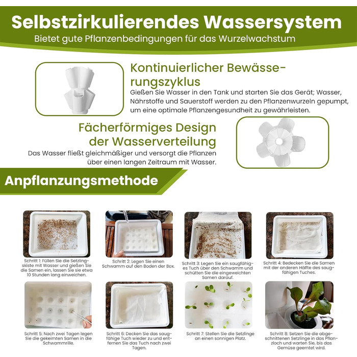 Із гідратаційним насосом, адаптером, сітчастими горщиками. Система безґрунтового вирощування трав, фруктів і овочів (8 ярусів), 6/8 Tiers Hydroponic Grow Kit System Aquaponics Grow System