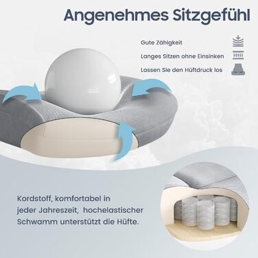 Ергономічне офісне крісло, вантажопідйомність 200 кг, крісло керівника, письмове крісло, м&39яке та зручне широке сидіння XXL, потовщена підкладка, регульована висота, з поперековою опорою, для високих людей, вельветова тканина, сіра вельветова тканина