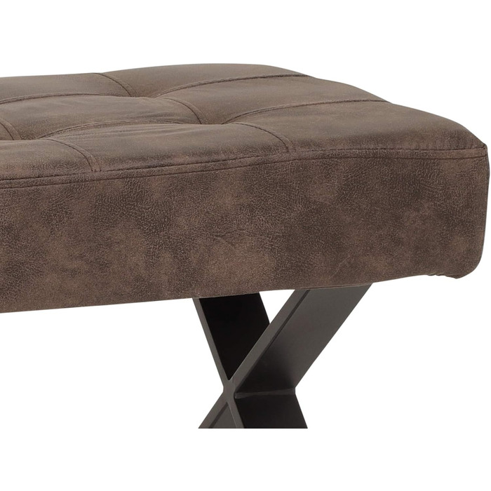 Обідня лавка Donna, зі спинкою, чохол Softex у вінтажному коричневому кольорі, Х-подібний металевий каркас кольору антрацит, 140x693 см Лавка зі спинкою