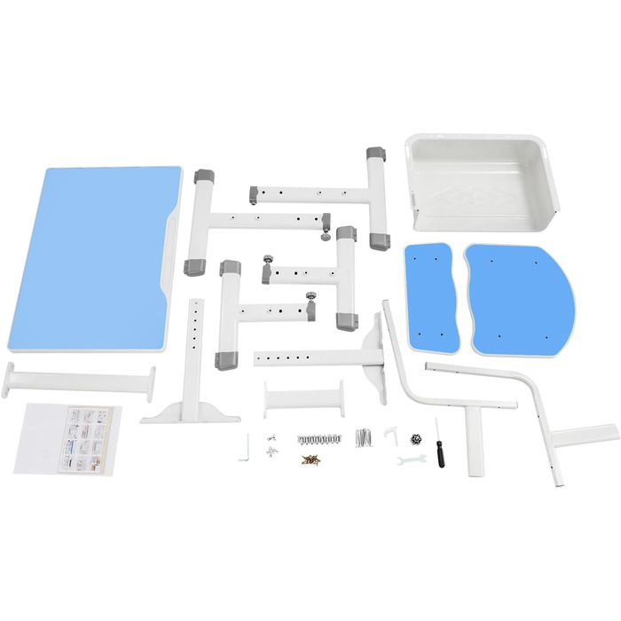 Дитячий комплект письмового столу зі стільцем, дитячий стіл та стілець з регульованою висотою, дитячий стіл для хлопчиків та дівчаток, молодіжний стіл (синій, білий)