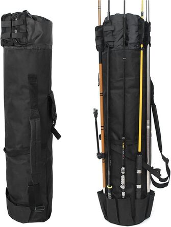 Сумка для вудилищ SANON, сумка для риболовлі з тканини Oxford Сумка для вудок, сумка для вудок, сумки для рибальських аксесуарів, сумка для вудок великої ємності, чорна, середня