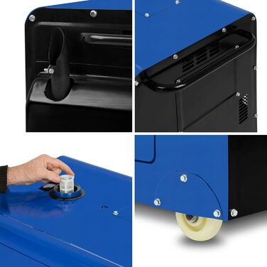 Дизельний аварійний генератор EBERTH потужністю 5000 Вт, дизельний двигун 10 к.с., 4-тактний, електричний запуск, 2 шт. 230 В, 12 В, автоматичний регулятор напруги (AVR), портативний генератор, корпус, ручки, колеса, 1 фаза