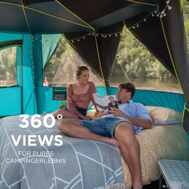 Восьмикутник Coleman з великими вікнами, панорамний огляд на 360, стабільна конструкція зі сталевих стовпів, повністю інтегроване підлогове покриття, просте встановлення, 100 водонепроникний, зелений/затемнюючий, одинарний