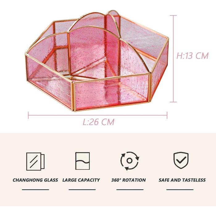 Обертовий органайзер для макіяжу на 360 Рожеві мильні бульбашки Косметичний органайзер Скляна коробка для зберігання косметики Органайзери для макіяжу Тримач для макіяжу Органайзер для краси