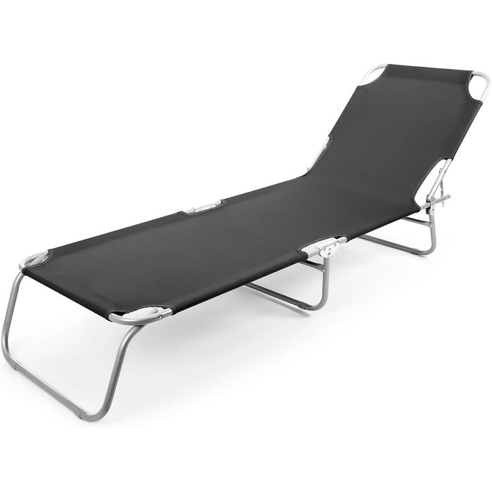 Складаний шезлонг BigDean, вантажопідйомність 150 кг, з 4-позиційним регулюванням спинки високоякісний садовий шезлонг для балкону, саду та пляжу чорний