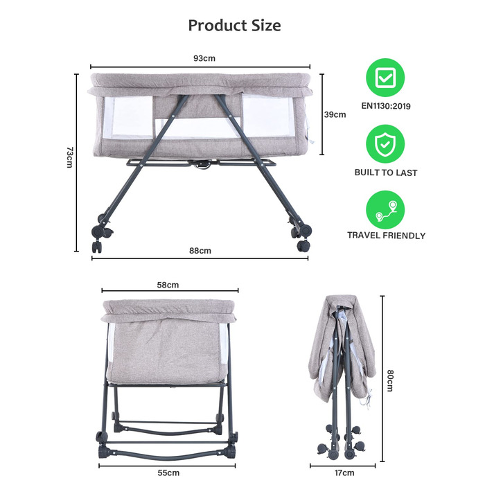 Дитяче ліжечко UBRAVOO, складне, з матрацом, що береться та йде Колеса Дорожня сумка Москітна сітка, Дитяче дорожнє ліжечко Дитяче ліжко Додаткове ліжко для новонароджених, Bravo Pro, Хакі
