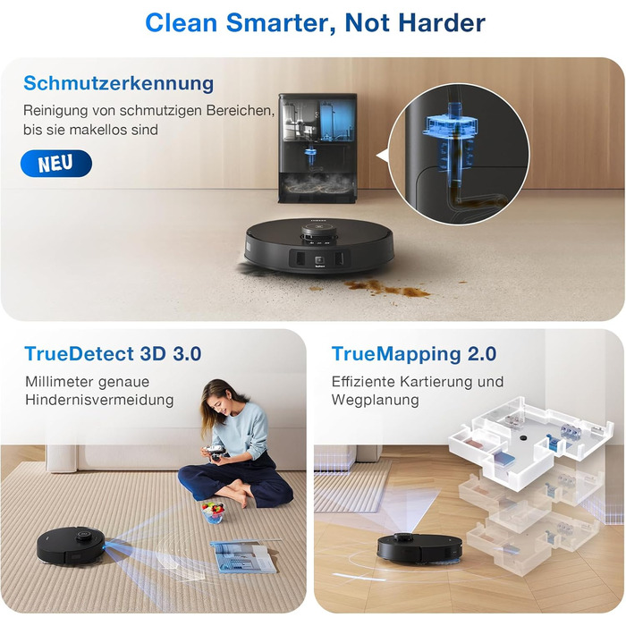 Повний вакуумний робот з функцією миття підлоги, акумуляторний пилосос, універсальна станція для прибирання, 11000 Па, технологія