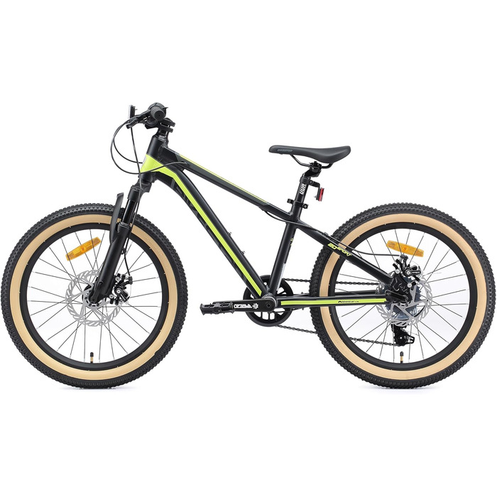 Дитячий алюмінієвий гірський велосипед BIKESTAR, 7 швидкостей Shimano, дискові гальма, вік 6 20-дюймовий дитячий гірський велосипед БЕЗ РИЗИКУ, чорний