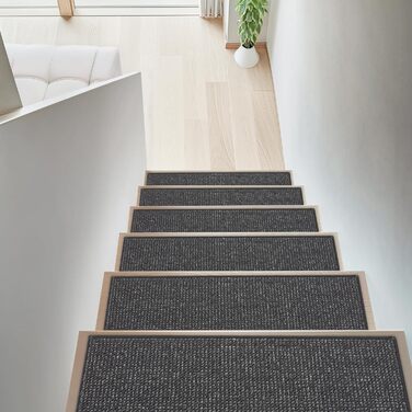 Сходинки BEQHAUSE для дерев&39яних сходів, 22,9 x 71,1 см, Килимові сходинки для використання в приміщенні, Можна прати в пральній машині, Доріжка для дітей, людей похилого віку та домашніх тварин, TPE-підкладка, 100 9&39 x 2&394&39 (прямокутні) темно-сір