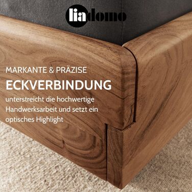 Каркас ліжка Болонья, спальне місце 180x200 см, каркас та узголів&39я з масиву акації в кольорах дерева, регульована глибина матраца, чорна металева основа 180 x 200