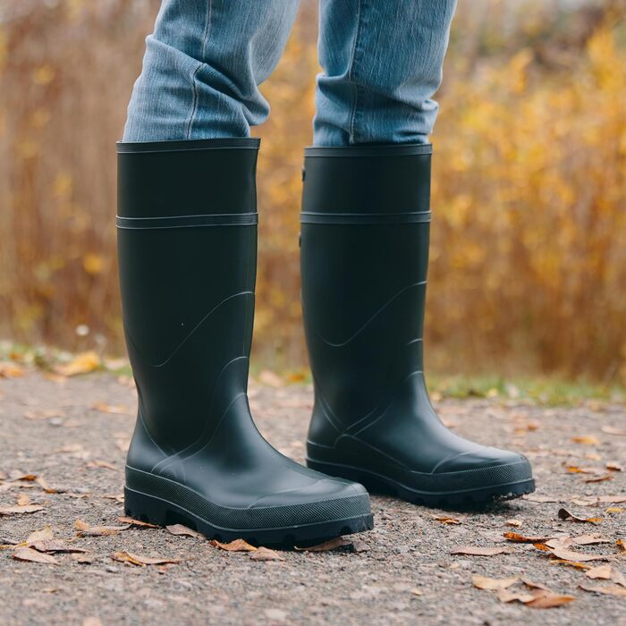 Чоловічі гумові чоботи JUJU Водонепроникні гумові чоботи до коліна Міцні чоботи з ПВХ Універсальні гумові чоботи для чоловіків, розмір 39 1/3 EU, зелені