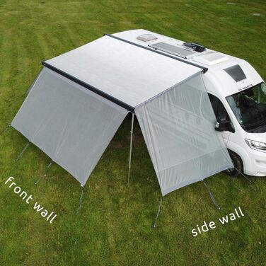 Ваш комплект бічних блокувальників GEAR Capri - 2-кратна вітропроникна боковина для тенту, захисту від сонця та спеки