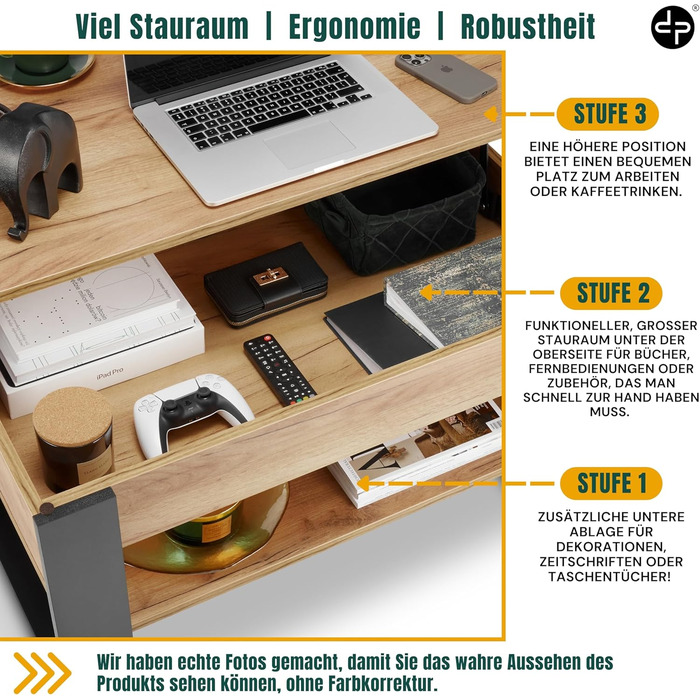 Журнальний столик з регульованою висотою та місцем для зберігання Розкладний стіл для вітальні Журнальний столик з регульованою висотою Розсувні журнальні столики Стіл для вітальні з дуба (чорний дуб)