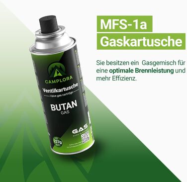 Газова плита для картриджів MFS-1a, включаючи футляр для перенесення з п&39єзо-запалюванням - Кемпінгова плита 2,2 кВт - включаючи захисне відключення, кемпінгова плита 227 г, включаючи 4 газові картриджі