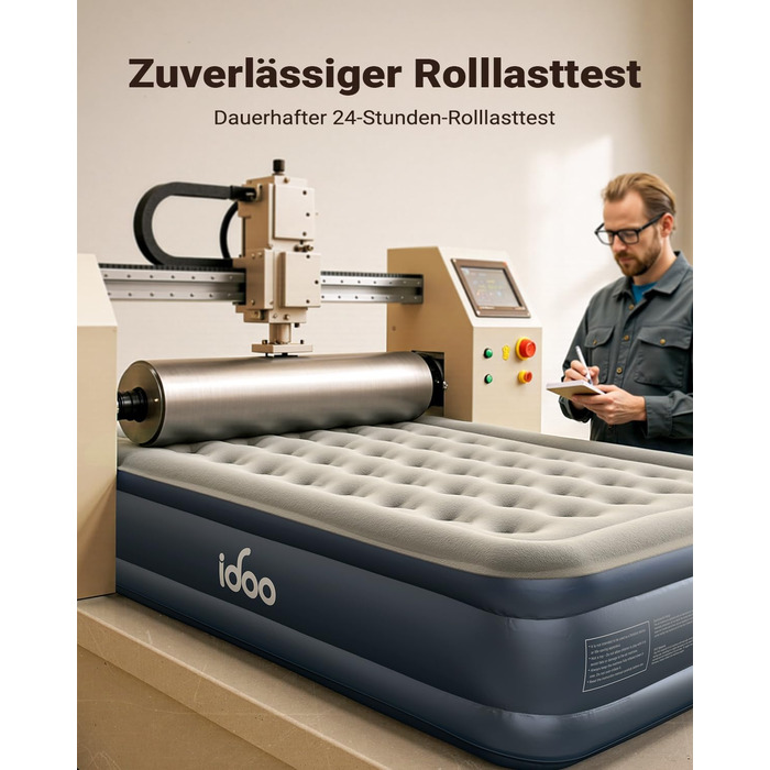 Самонадувальний надувний матрац, надувне ліжко для 2 осіб, надувний матрац, гостьове ліжко з електричним повітряним насосом, швидке надування за 3 хвилини для кемпінгу, 152x203x46 см, сірий, 2 особи (152x203x46 см)