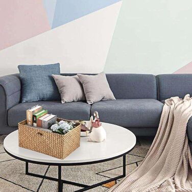 Плетений кошик для зберігання з морської трави з кришкою, натуральний плетений коричневий кошик-поличка з пряжкою для організації іграшок, одягу, фруктів для гардеробу, вітальня, 40 x 28 x 19 см, кавово-коричневий