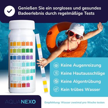 Тестових смужок для басейну Pool & Spa 7-в-1, Аксесуари для басейнів, Тестер для дитячих басейнів, Тестер води в басейнах, Тестер для басейну на pH та хлор, бром, лужність, CYA, загальну жорсткість, 100