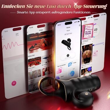 Ерекційне кільце rinofans, з кліторальним стимулятором, 9 режимів, подвійний мотор, чорне