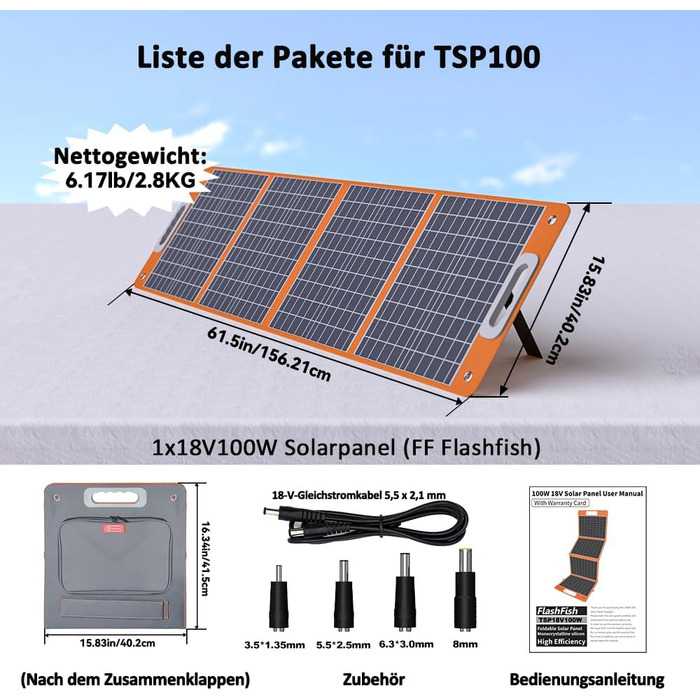 Портативна електростанція FlashFish потужністю 300 Вт із сонячною панеллю 100 Вт, акумулятором LiFePO4 ємністю 179,2 Втгод, швидкою зарядкою 0-80 за 1 годину, функцією EPS, багатофункціональним сонячним генератором для кемпінгу, активного відпочинку на пр