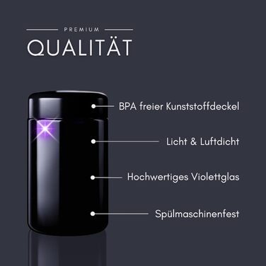 Елегантна скляна банка для зберігання ANCEVIA фіолетового кольору 100 мл (скорочена версія) набір із 3 предметів, герметичний контейнер для зберігання з кришкою Банки для зберігання Miron, скляні контейнери з кришками, наприклад, для спецій, насіння, чаю 