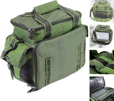 Сумка QMBasic для риболовлі, включаючи 4 коробки для снастей Рибальський чохол для аксесуарів Водовідштовхувальні м&39які лямки Рибальська сумка
