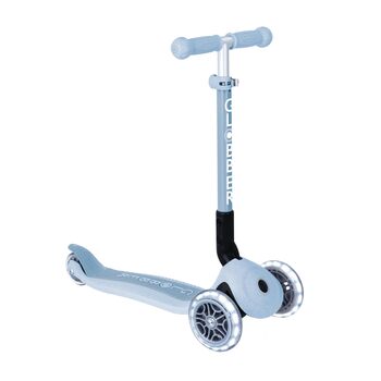Складаний самокат GLOBBER JUNIOR Foldable Lights ECO Tretroller, 120/80 мм, ABEC 9, 3 колеса, LED-підсвітка, колір Blueberry