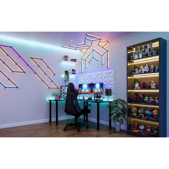 Кутовий стіл SyberDesk Gaming Pro LED 185 x 120 см зі світлодіодним підсвічуванням, великий комп&39ютерний стіл (лівий)