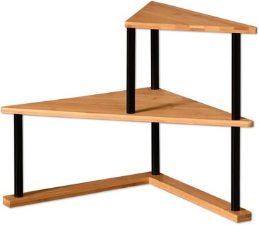 Кухова кутова полиця з 2 полицями, матеріал бамбук, розміри Ш 52 x В 39 x Г 29,5 см, колір натуральний, чорний 58808