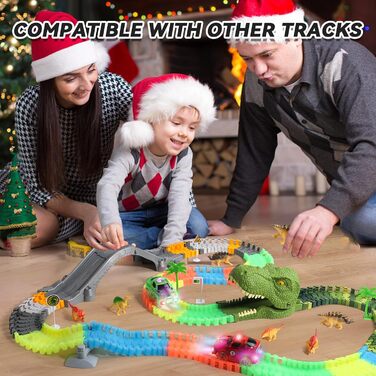 Іграшка Fajiabao Car Racing Track для 3-річних хлопчиків - 240 деталей Гнучка гоночна траса з 2 світловими автомобілями Іграшкова