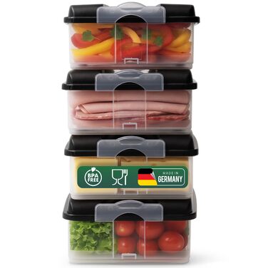 Контейнери для зберігання продуктів Novaliv 4 шт. великих розмірів з 4 кришками, що штабелюються для холодильника та морозильної камери, набір контейнерів для зберігання продуктів, коробка-органайзер для м&39ясної нарізки, ковбас, сиру, фруктів, овочів, к