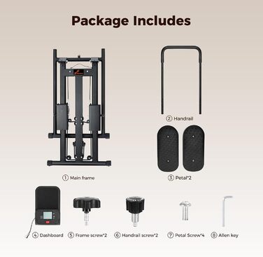 Складаний степер Sportneer для домашнього використання з кермом та регульованим опором, тренування Stairmaster для ніг та корпусу, домашній степер до 200 кг, чорний