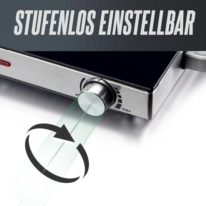 Інфрачервона варильна поверхня HEINRICHS Склокерамічна варильна поверхня з інфрачервоним нагріванням, електричні варильні поверхні, що підходять для всіх каструль і сковорідок, 2000 Вт для кемпінгу/офісу/кухні/на відкритому повітрі/одиночна, одинарна вари