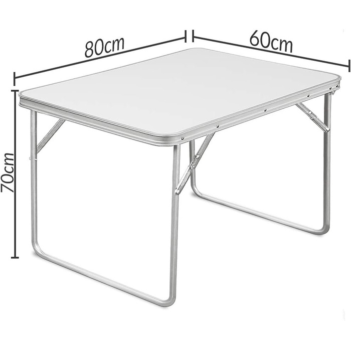 Складаний кемпінговий стіл CASARIA 80 x 60 см, невелика алюмінієва ручка для перенесення, 3,4 кг, легкий, стабільний садовий стіл, приставний столик, складний кемпінговий аксесуар