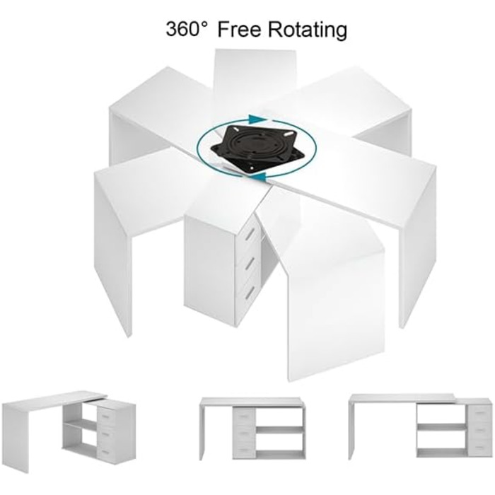 Білий L-подібний двосторонній кутовий письмовий стіл з місцем для зберігання для домашнього офісу Комп&39ютерний стіл з 3 шухлядами та 2 полицями для офісу Білий 140 см