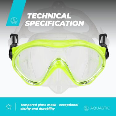 Дитячий комплект маски та трубки 2-в-1 AQUASTIC MINKE JR червоного кольору з фартухом-маскою з міцного загартованого скла та мундштуком для трубки з гіпоалергенного силікону для моря та відпустки зеленого кольору