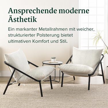 Крісло-шезлонг Zinus Ada, букле, металевий каркас з подушками з подрібненого пінопласту